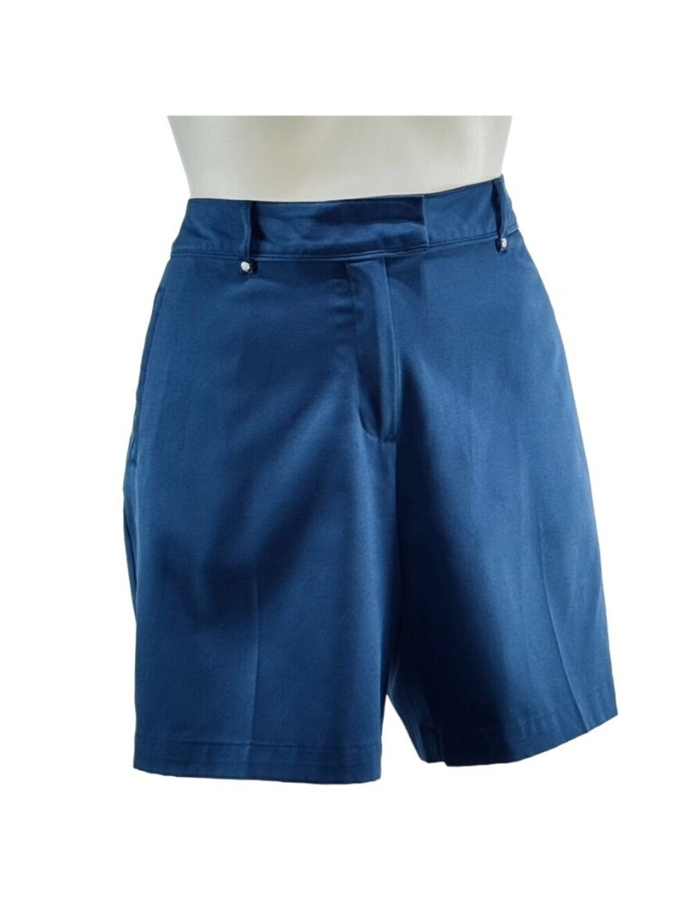 LADY HAGEN ESSENTIALS Women's Shorts Blue Poly Belt Loops Pockets Zip Size 8